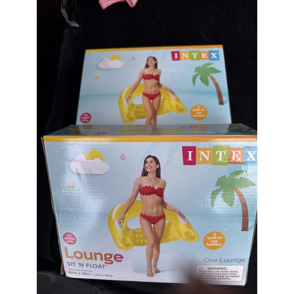 INTEX Sit N Float INFLATABLE Pool LOUNGE 60" X 39" 2 handles 2 cup holders Lot 2